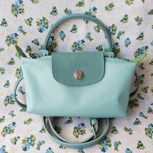 Longchamp Le Pliage Pouch With Handle ‎Lake Blue